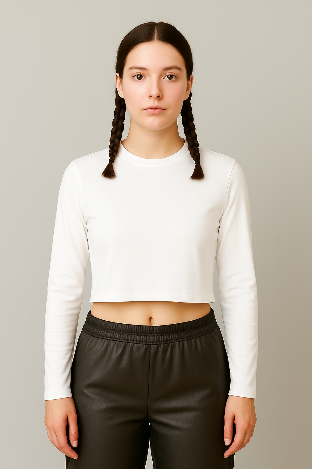 Essential Plain Full Sleeves Crop Tees