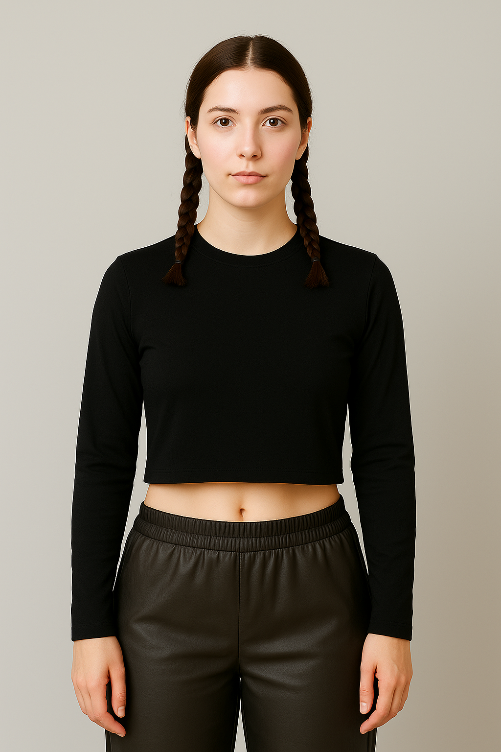 Essential Plain Full Sleeves Crop Tees