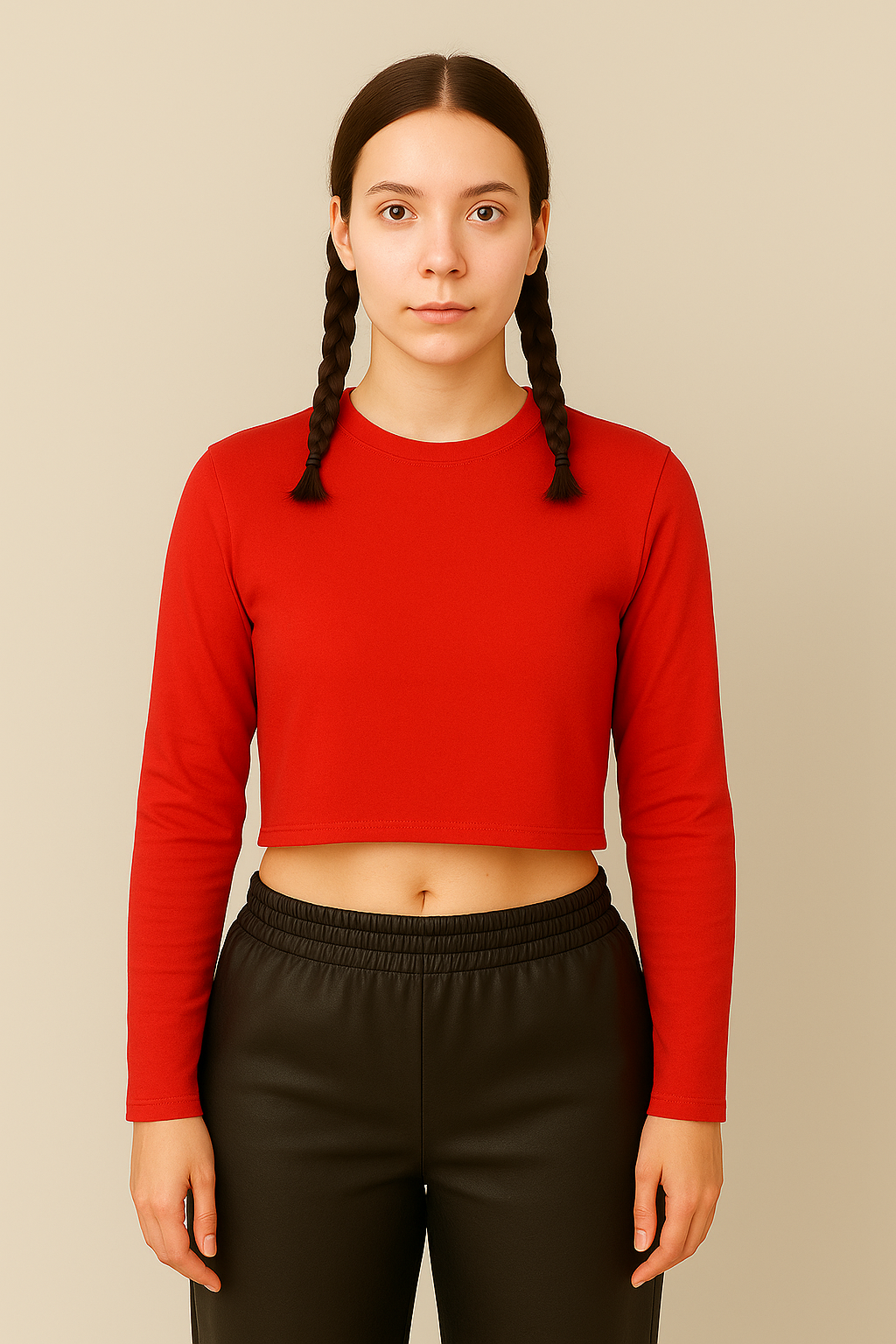 Essential Plain Full Sleeves Crop Tees