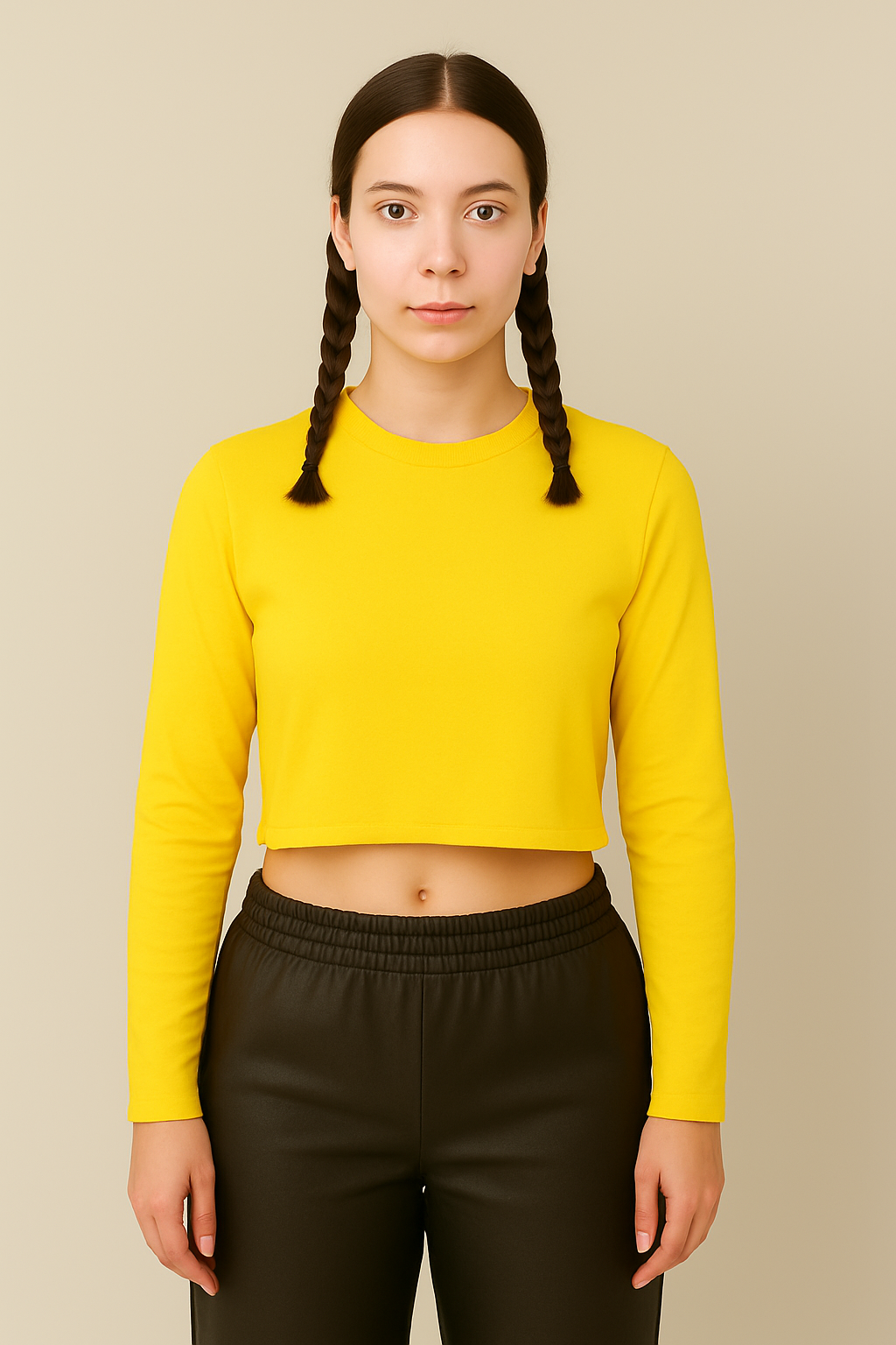 Essential Plain Full Sleeves Crop Tees