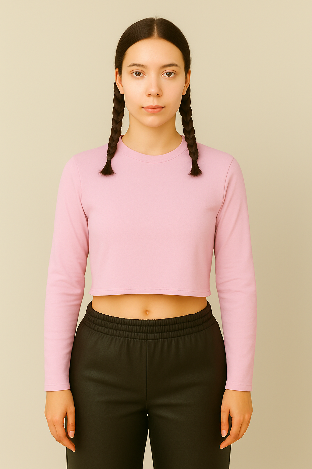 Essential Plain Full Sleeves Crop Tees