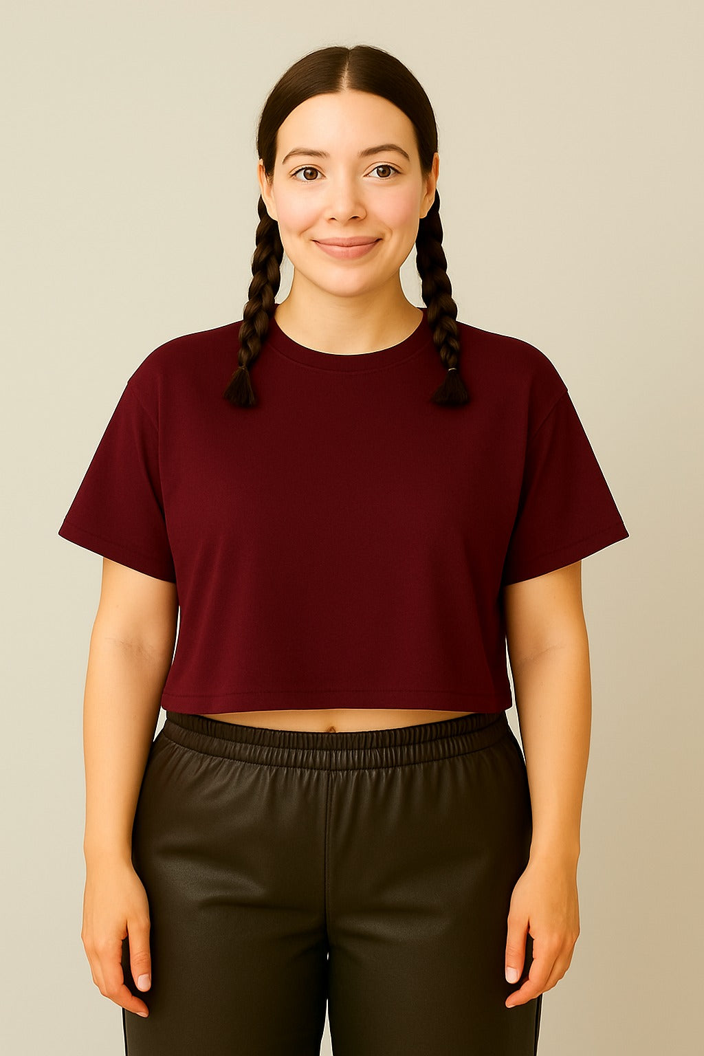 Oversize Plain Crop Tees