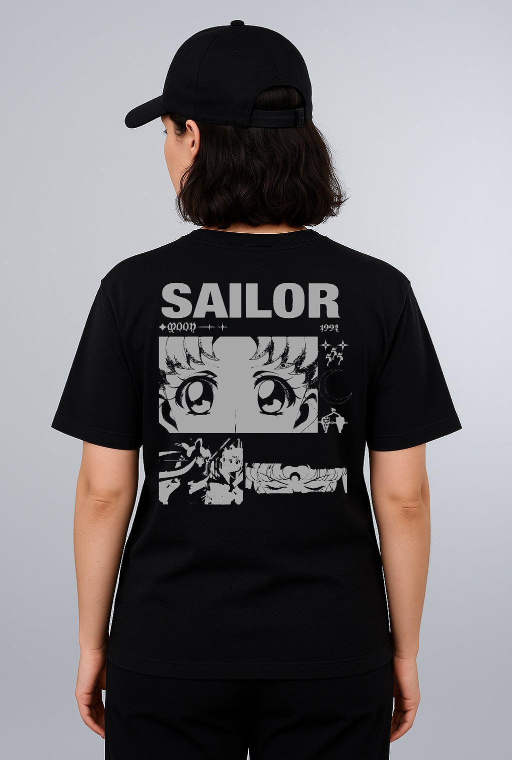 Retro Sailor Moon Graphic T-Shirt – Black Anime Streetwear Tee