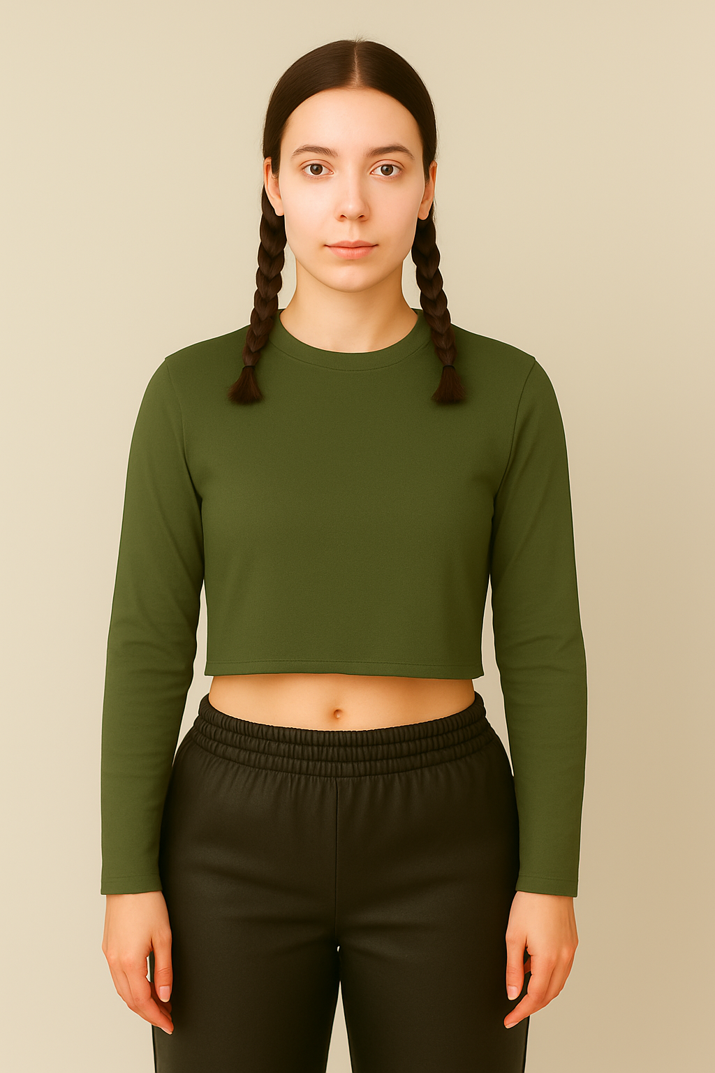 Essential Plain Full Sleeves Crop Tees