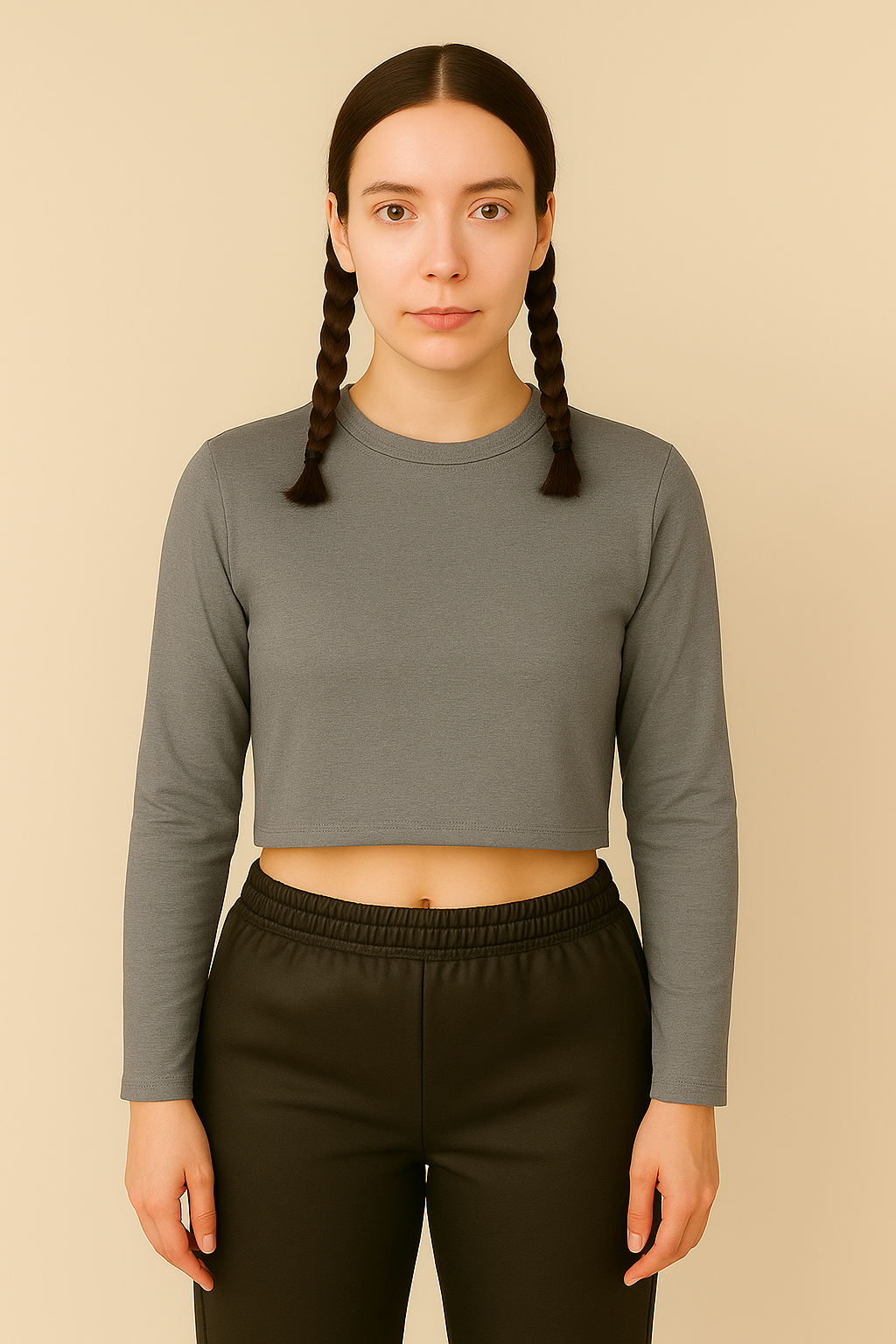 Essential Plain Full Sleeves Crop Tees