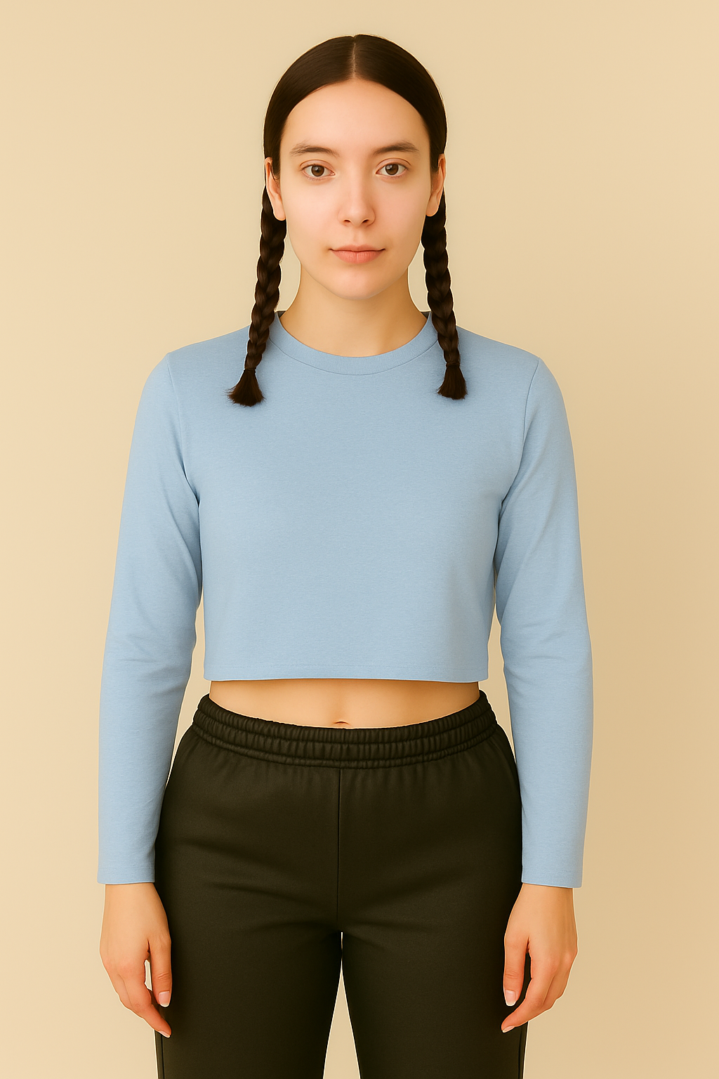 Essential Plain Full Sleeves Crop Tees