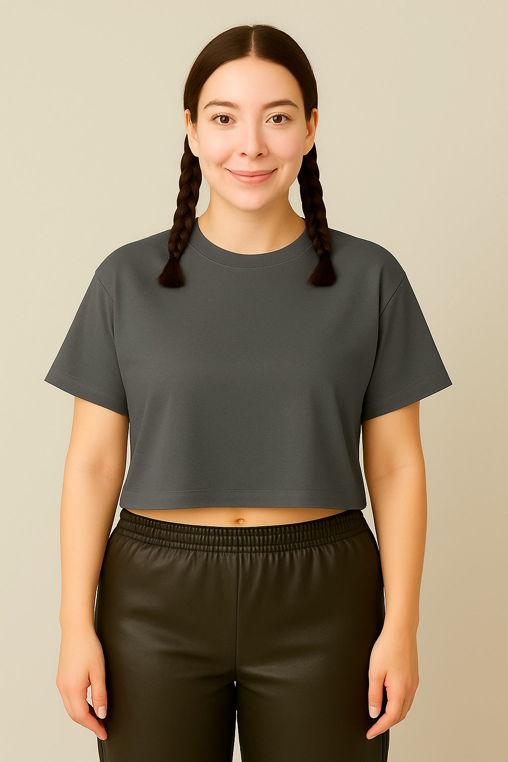 Oversize Plain Crop Tees