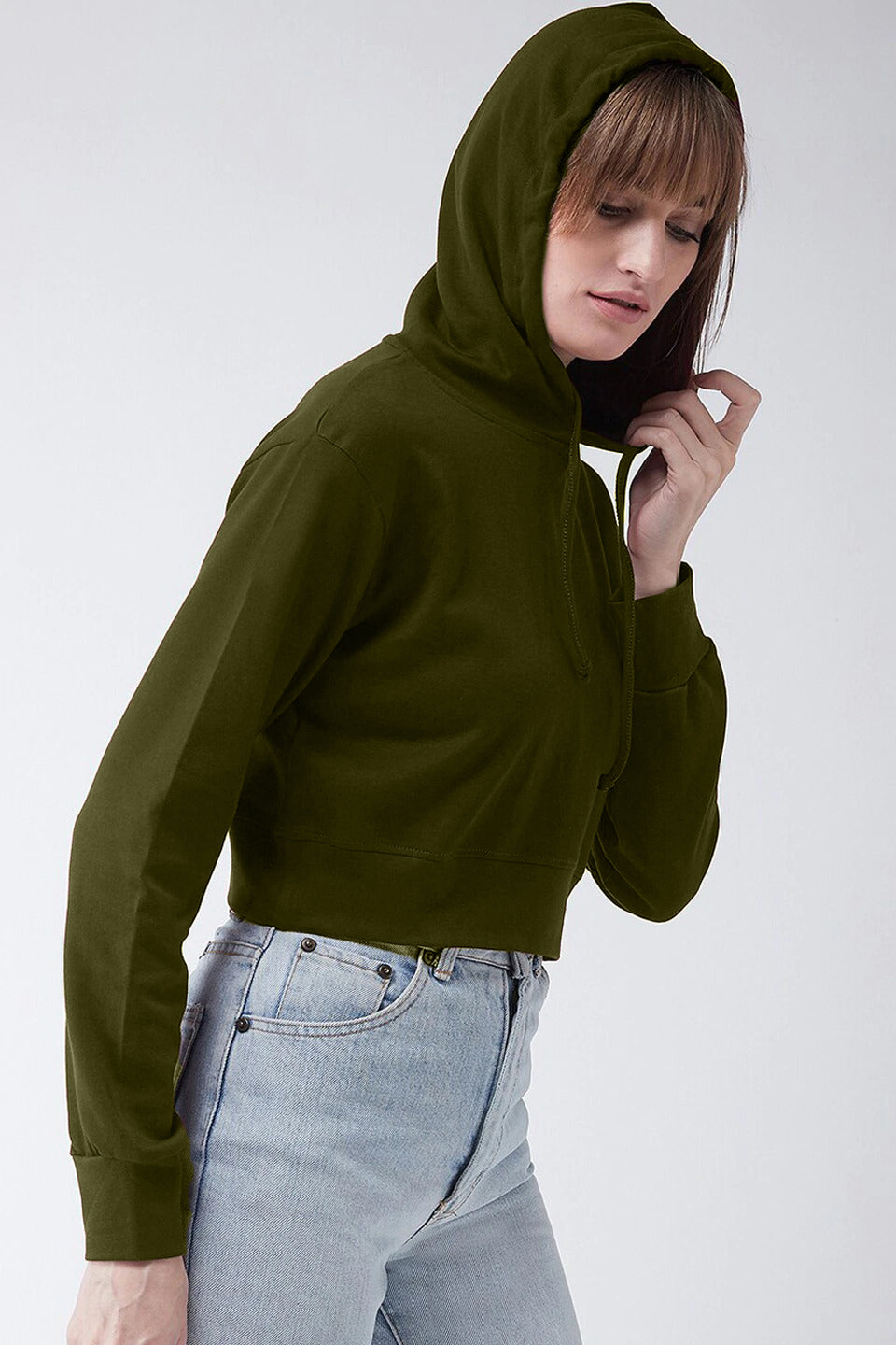 Women Cotton Crop Hoodie