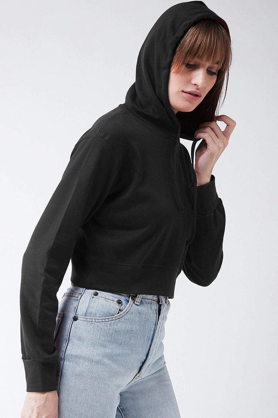 Women Cotton Crop Hoodie