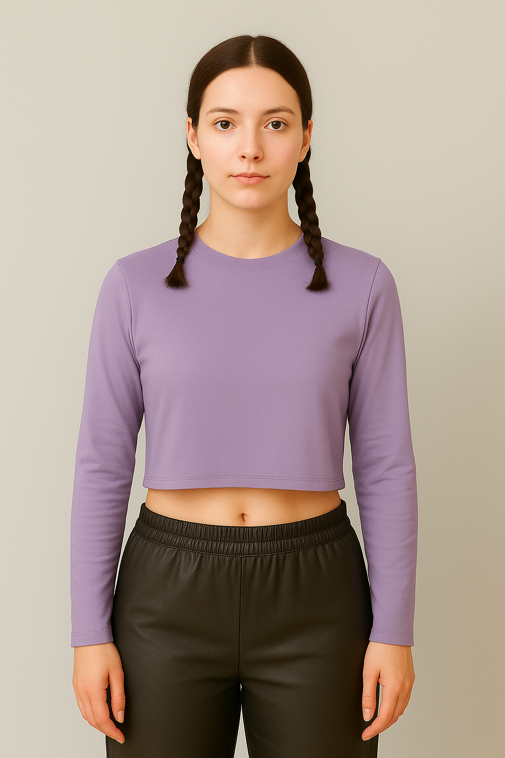 Essential Plain Full Sleeves Crop Tees