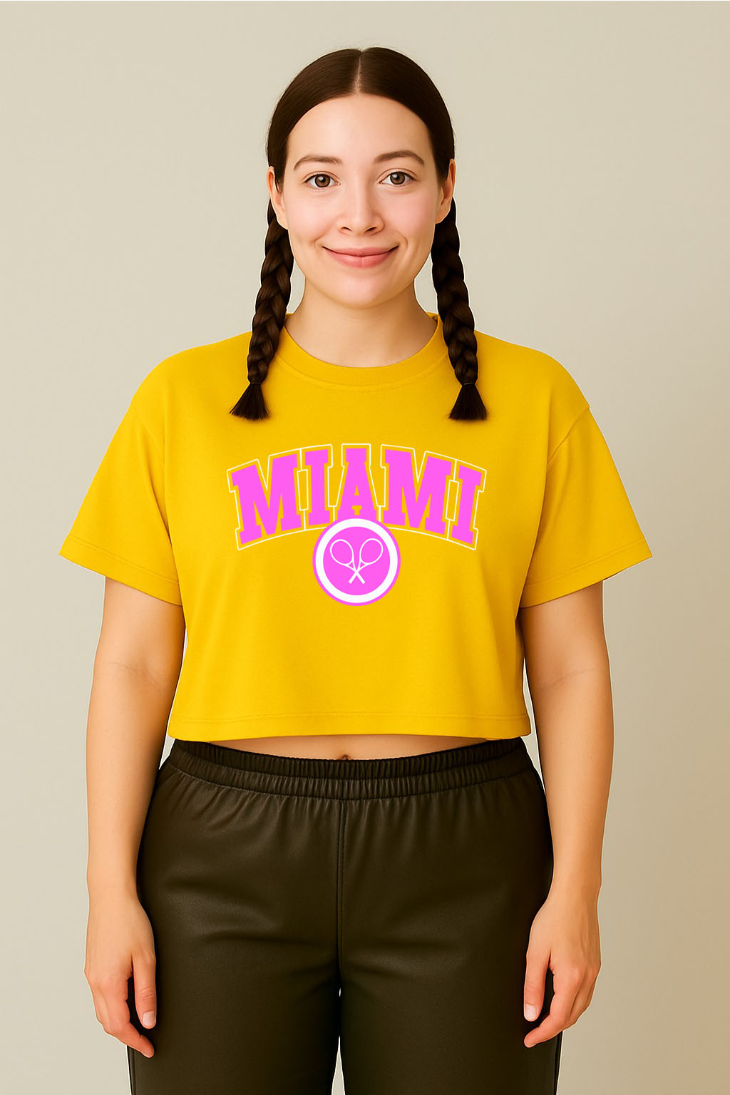 Miami Yellow Crop Tee